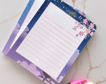Midnight Breeze Notepad | Cherry Blossom theme | Midnight Sky |