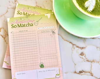 Manifesting so Matcha | Matcha Themed Notepad | Green Memo Pad | To-do lists | Dessert stationery |