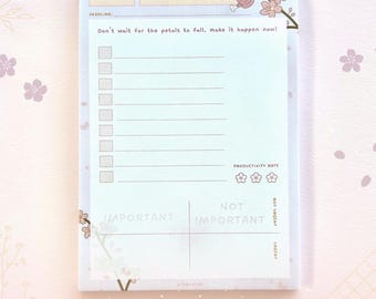 Cherry Blossom Memo Pad: Floral To-Do List, 5x7 Notepad