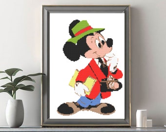 Mickey Mouse Cross Stitch Pattern - Mickey Mouse embroidery - Instant Download