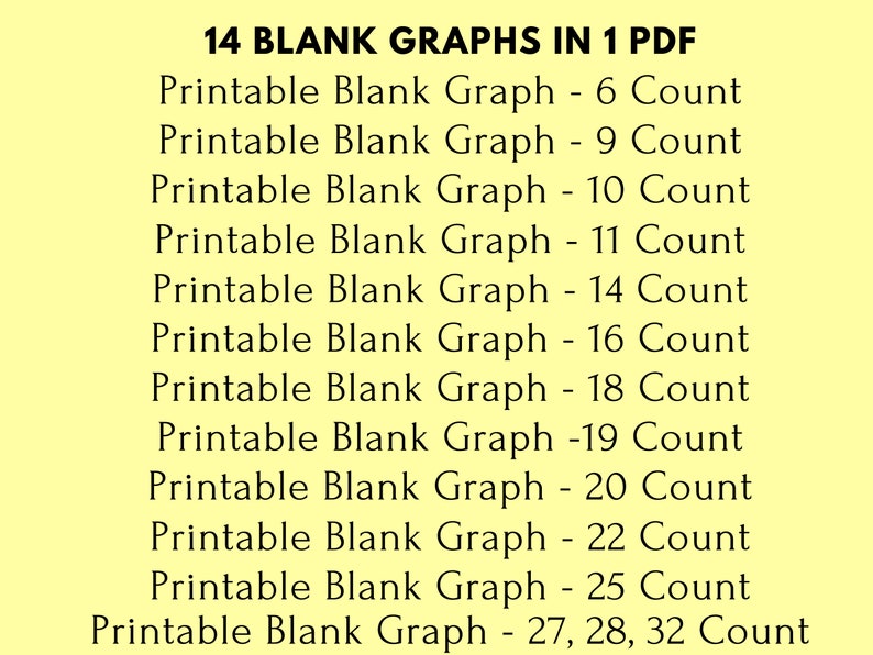 Planner Cross Stitch, Graph Paper Bundle PDF 14 SIZES: Count 6,9,10,11 ...