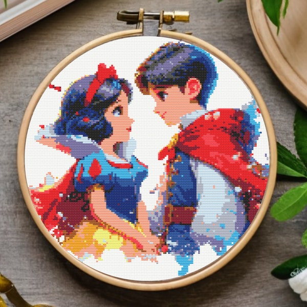 Snow White and Prince Florian Cross Stitch Pattern, Princess Snow WhiteCross stitch pattern, instant download