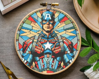 Captain America Cross Stitch Pattern, Hero Cross stitch pattern, Art Decor - instant download,