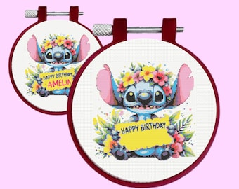 Stitch Cross Stitch Pattern - Custom Stitch Cross Stitch Pattern, Free alphabet pattern - instant download