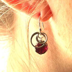 Garnet and sterling silver earrings