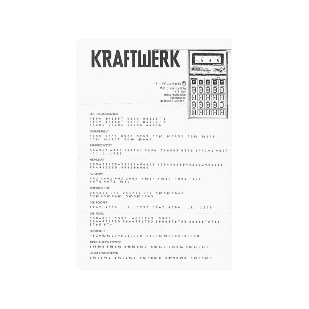 Kraftwerk Pocket Calculator Satin Poster Etsy Canada
