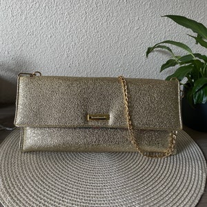 Pochette mariage similicuir doré & coton liberty