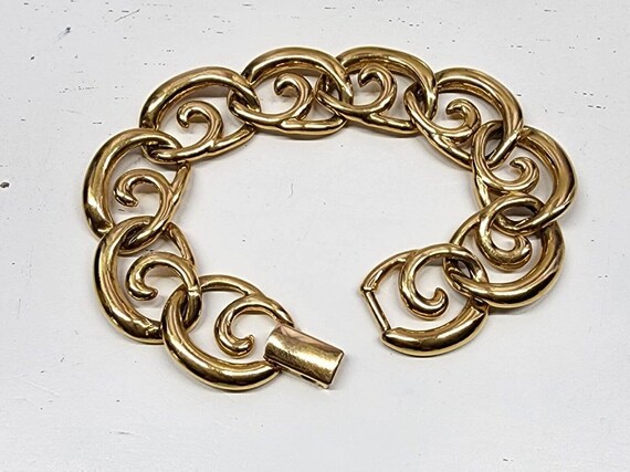 Vintage Napier Gold-plated Wave Swirl Chain Link … - image 3