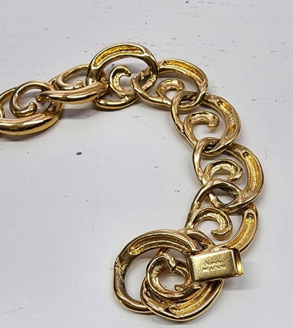 Vintage Napier Gold-plated Wave Swirl Chain Link … - image 6