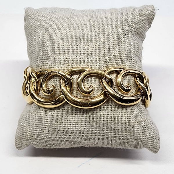 Vintage Napier Gold-plated Wave Swirl Chain Link Bracelet 7"