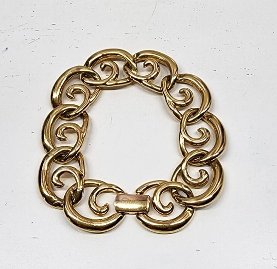 Vintage Napier Gold-plated Wave Swirl Chain Link … - image 2