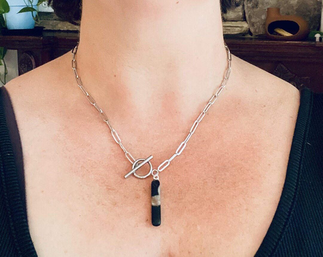 Staring Daggers Fossilized Plam Root Necklace on Paperclip Chain With ...