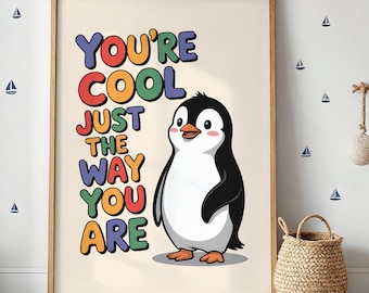 Penguin Nursery Print: Motivational Quote, Kids Room Decor (Digital Download)