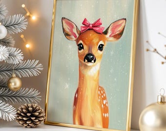 Decorazione murale natalizia con cervi / Decorazione festiva per la cameretta dei bambini (download digitale)