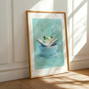 Cozy frog illustration for reading corner