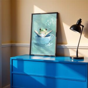Aqua nursery printable with reading frog