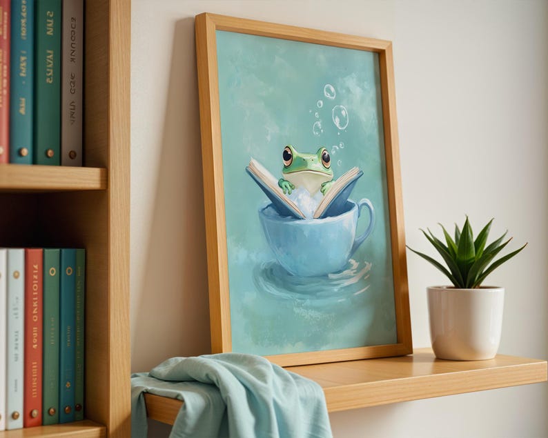 Digital frog art download for whimsical home decor