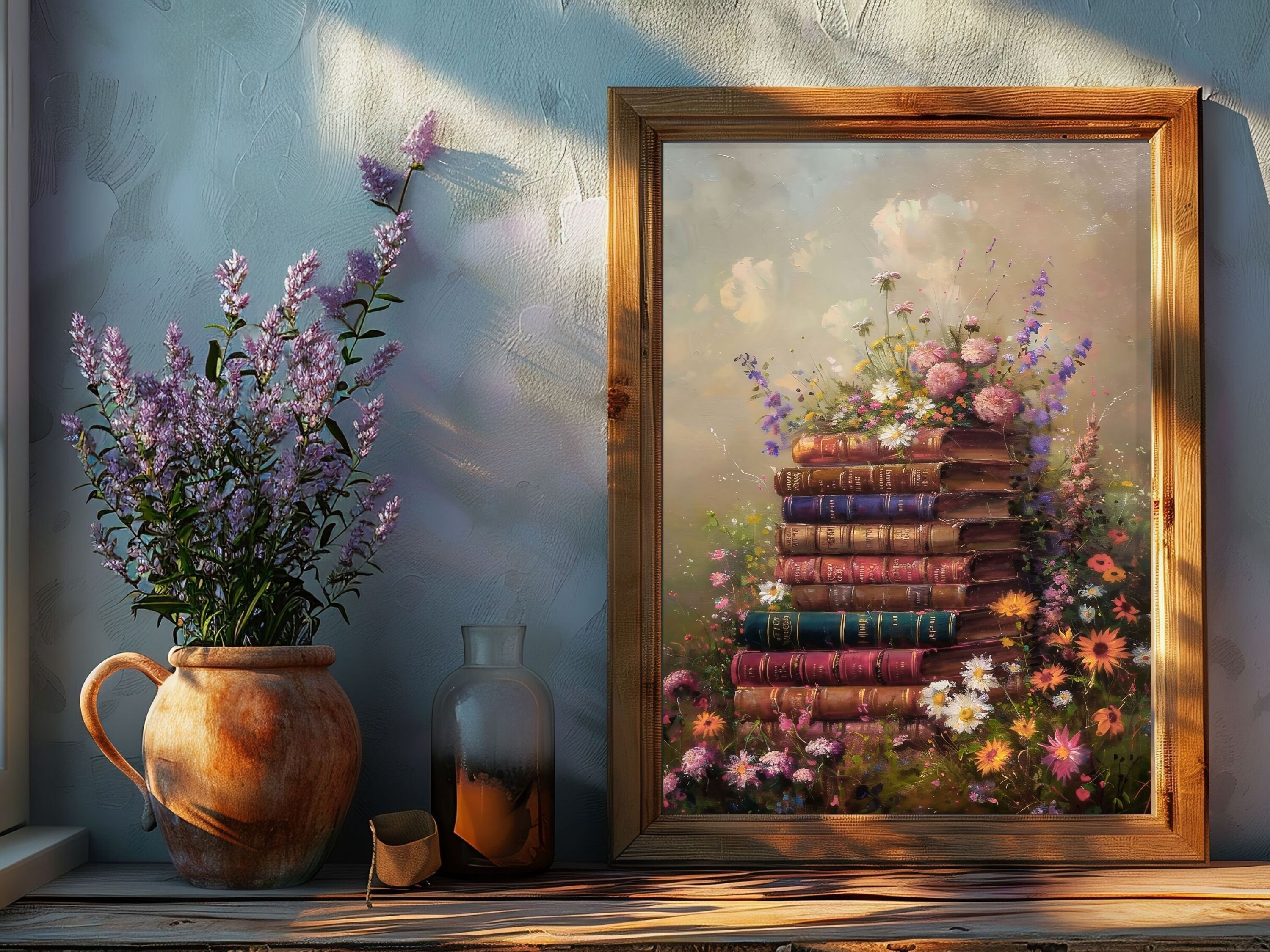 Curated visual reference: Whimsical Wildflower Library Aged Books And Florals Digital Art Rustic Photo Inspiration