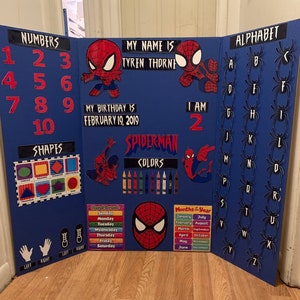 Tablero de aprendizaje de SpiderMan DIY: tablero de aprendizaje con piezas recortables para niños (tablero NO INCLUIDO, piezas ya recortadas)