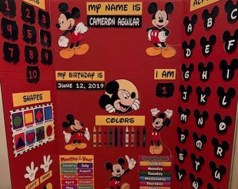 Mickey Mouse Learning Board DIY - Learning Board Cut Out Pieces for children(Board NOT INLCUDED, Pieces already cut out)