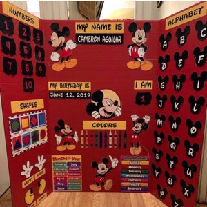 Mickey Mouse Learning Board fai da te - Learning Board ritaglia pezzi per bambini (tavola NON INCLUSA, pezzi già ritagliati)