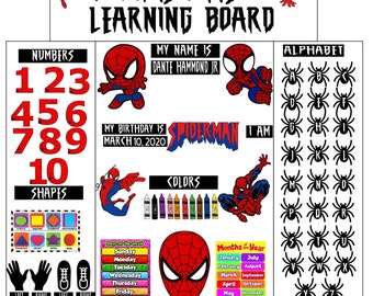 Digital Instant Download SpiderMan Learning Board DIY - Learning Board Cut Out Pieces for children(Board NOT INLCUDED)