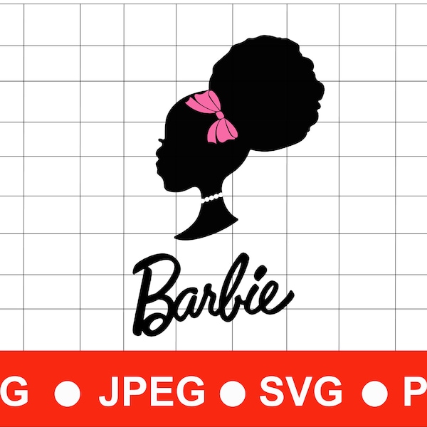 Black Barbie Afro Printable SVG Cut File - Instant Download for Crafters