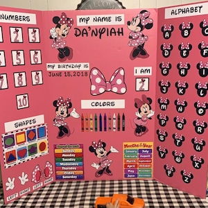 Tablero de aprendizaje de Minnie Mouse DIY - Tablero de aprendizaje con piezas recortables para niños (tablero NO INCLUIDO, piezas ya recortadas)