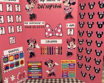 Minnie Mouse Learning Board DIY - Learning Board Cut Out Pieces for children(Board NOT INLCUDED, Pieces already cut out)