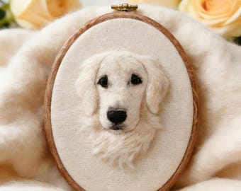 Custom Felt Dog Portrait Embroidery Hoop | Dog Memorial Gift | Personalized Pet Loss Keepsake | Rainbow Bridge Remembrance