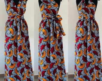 Robe africaine convertible - robe Ankara style - Robe maxi en wax - Robe Ankara
