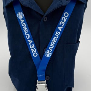 Airbus 320 A320 Blue Aviation Lanyard, Seat Belt Buckle, pilot id HIGH QUALITY