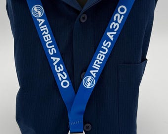 Airbus 320 A320 Blue Aviation Lanyard, Seat Belt Buckle, pilot id HIGH QUALITY