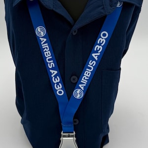 Airbus A330 330 Blue Aviation Lanyard, Seat Belt Buckle, pilot id Flight Crew HIGH QUALITY