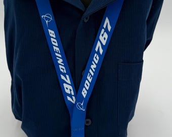 Boeing 767 Blue Aviation Lanyard, Seat Belt Buckle, pilot id Flight Crew HIGH QUALITY