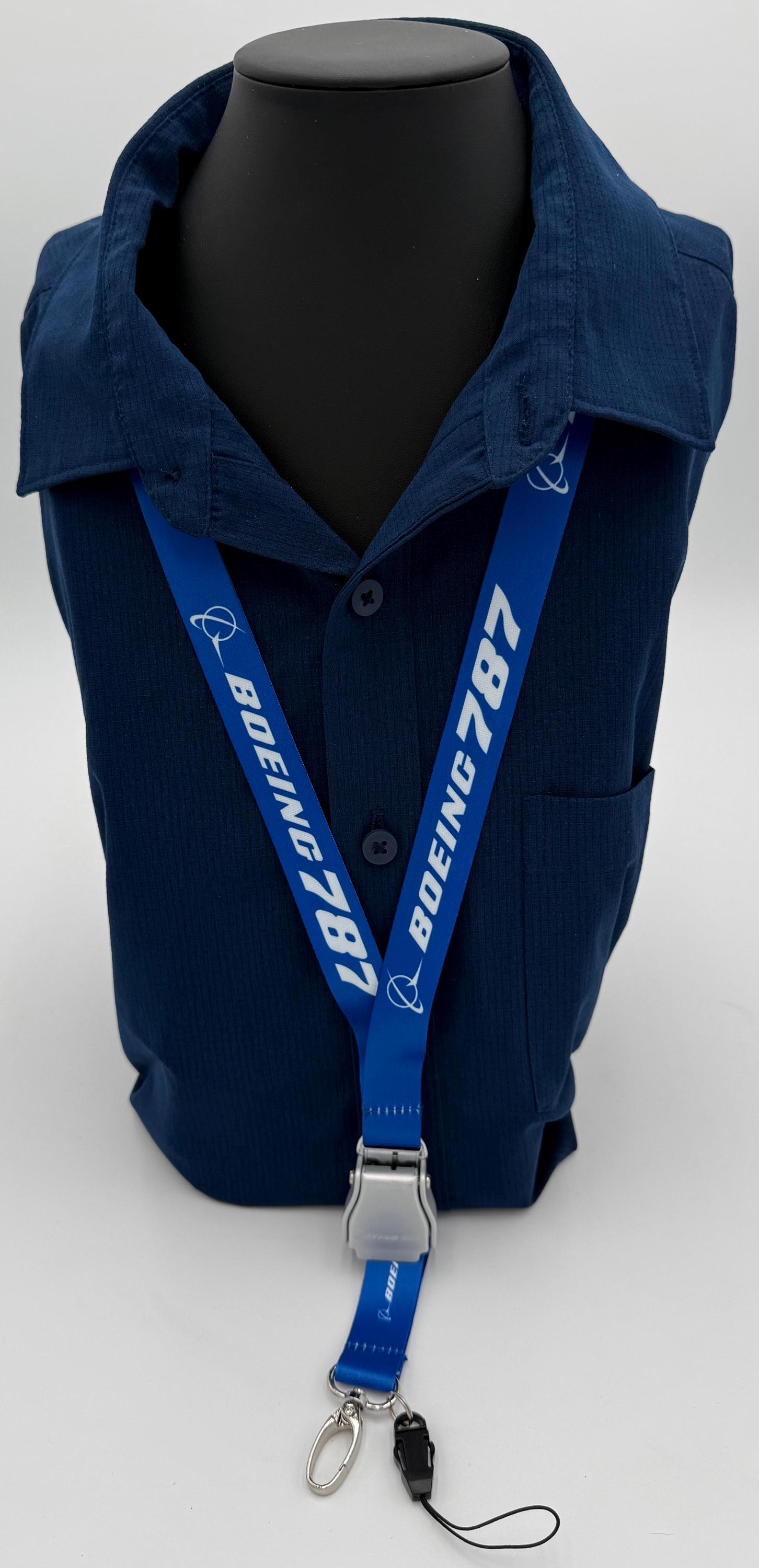 Boeing 787 Dreamliner Blue Aviation Lanyard, Seat Belt Buckle, pilot id HIGH QUALITY