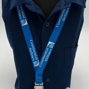 Continental  Airlines Aviation Lanyard, Seat Belt Buckle Boeing Airbus Blue