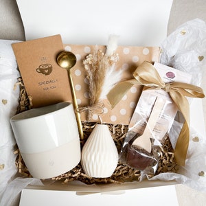Geschenkbox für Frauen mit Tasse, Kerze, Schokolade Muttertag Geschenk für Sie Geschenkset Geburtstag Freundin Geschenk für Kollegin, Mama