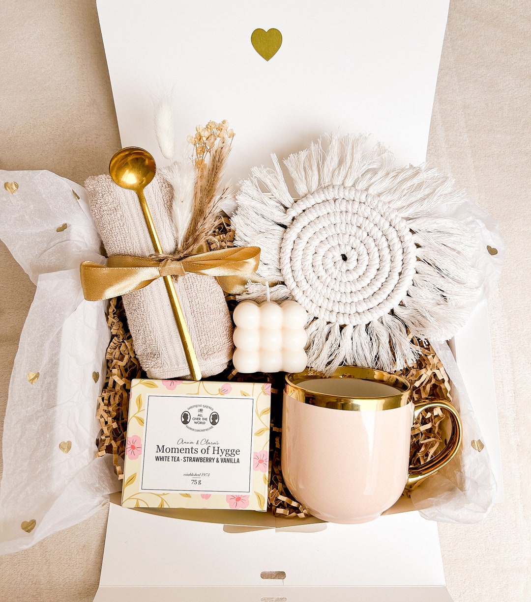 Belillpipi Geschenkset – Keramik-Tasse Mit Löffel & Deckel, Rosa, Marmor-Optik
