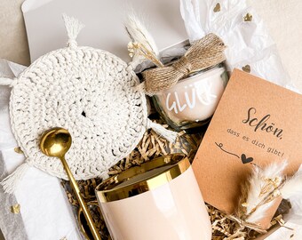 Geschenkbox für Frauen mit Kerze, Tasse, Trockenblumen | Geschenkset Frau für Mama, beste Freundin, Schwester / Muttertag, Geburtstag