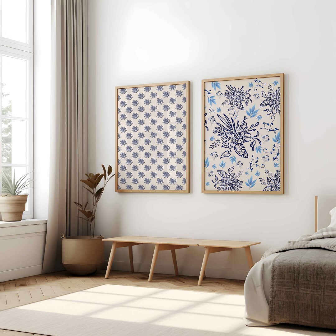 Flower Wall Backdrop for Coastal Living Room Décor, Printable Wall Art