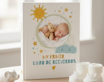 Álbum de recuerdos del primer año del bebé • Álbum imprimible y póster fotográfico (editable en Canva)