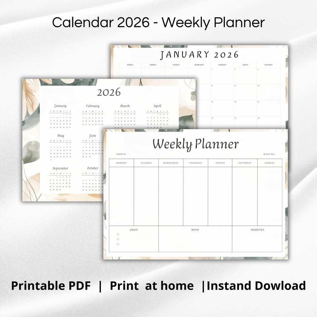 Weekly Planner Printable 2026 – Floral Weekly Planner PDF Aesthetic ...
