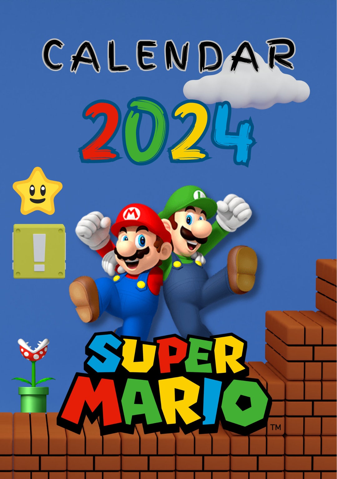 Discover the Unique Mario Bros. 2024 Digital Calendar: Printable ...