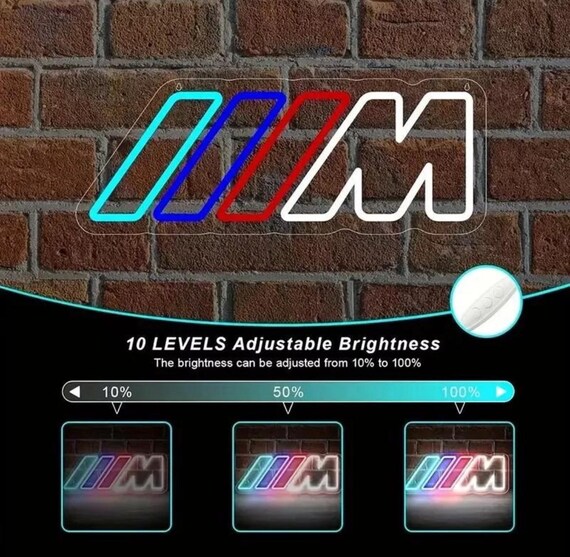 BMW M Logo Neon Sign -LED Car Wall Light - BMW M Performance Decor