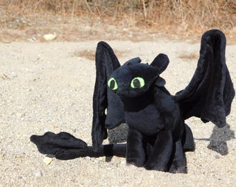 Handmade Poseable Toothless Plush From How to Train Your Dragon - Main Image
