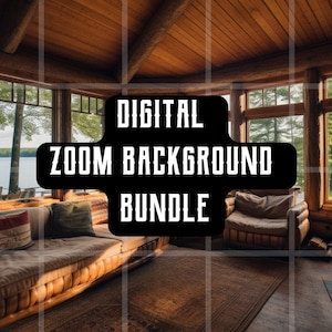 Zoom Background Bundle of 5 Cabin Living Rooms, 3 Virtual backgrounds and 2 blurred versions for Meetings on Zoom, Skype, Google Meets