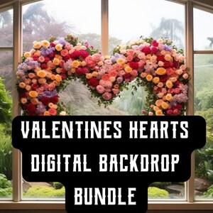 Valentines Digital Backdrop Bundle, Valentines Photography Backdrop, Fine Art, Heart Backdrop, Floral Backdrop, Maternity and Portrait too
