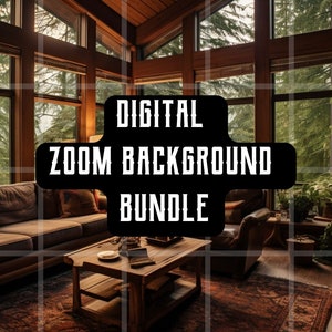 Cabin Zoom Background Bundle of 5, Living Room Background for Meetings on Zoom, Skype, Google Meets, 3 Backgrounds and 2 Blurred Versions