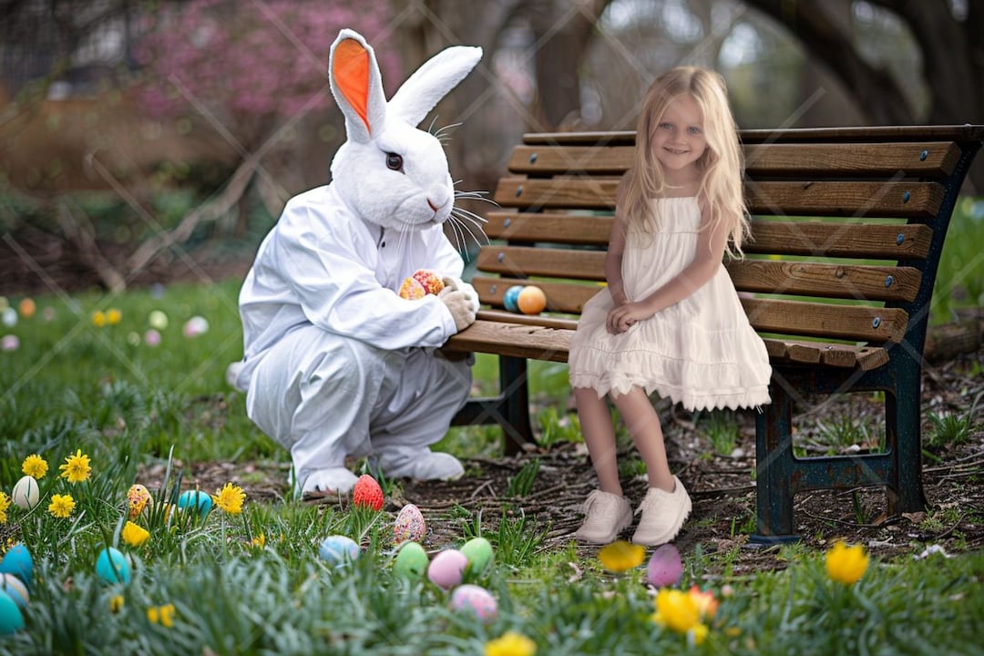 Easter Rabbit Photograpfy Fun Easter Bunny Photography Backdrop: Kids Outdoor Scene (PNG Digital ...